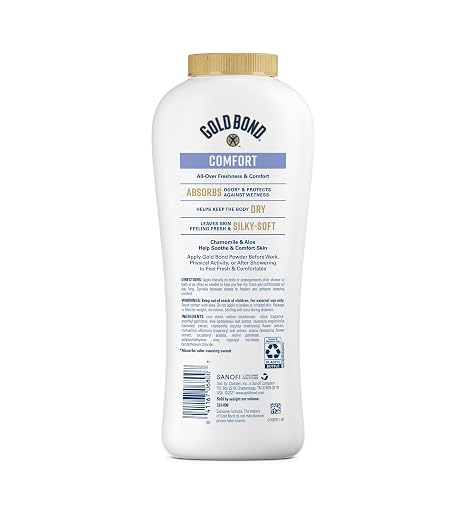 Gold Bond Ultimate Comfort Body Powder, Aloe and Chamomile, 10 Ounce Bottles (Pack of 3), Talc-Free Powder Helps Control Odor, and Absorb Moisture to Prevent Chaffing