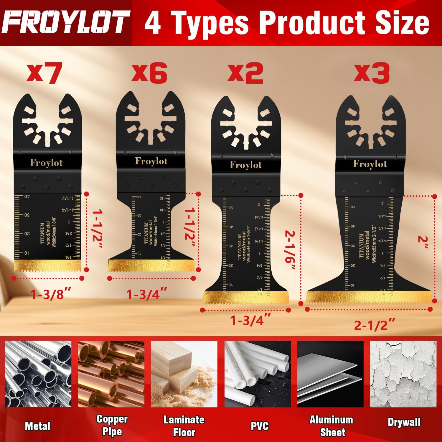 FROYLOT 18 cuchillas oscilantes de titanio, cuchillas universales multiherramienta para corte de madera de metal, kits de cuchillas multiherramienta para Dewalt Bosch Milwaukee Ryobi
