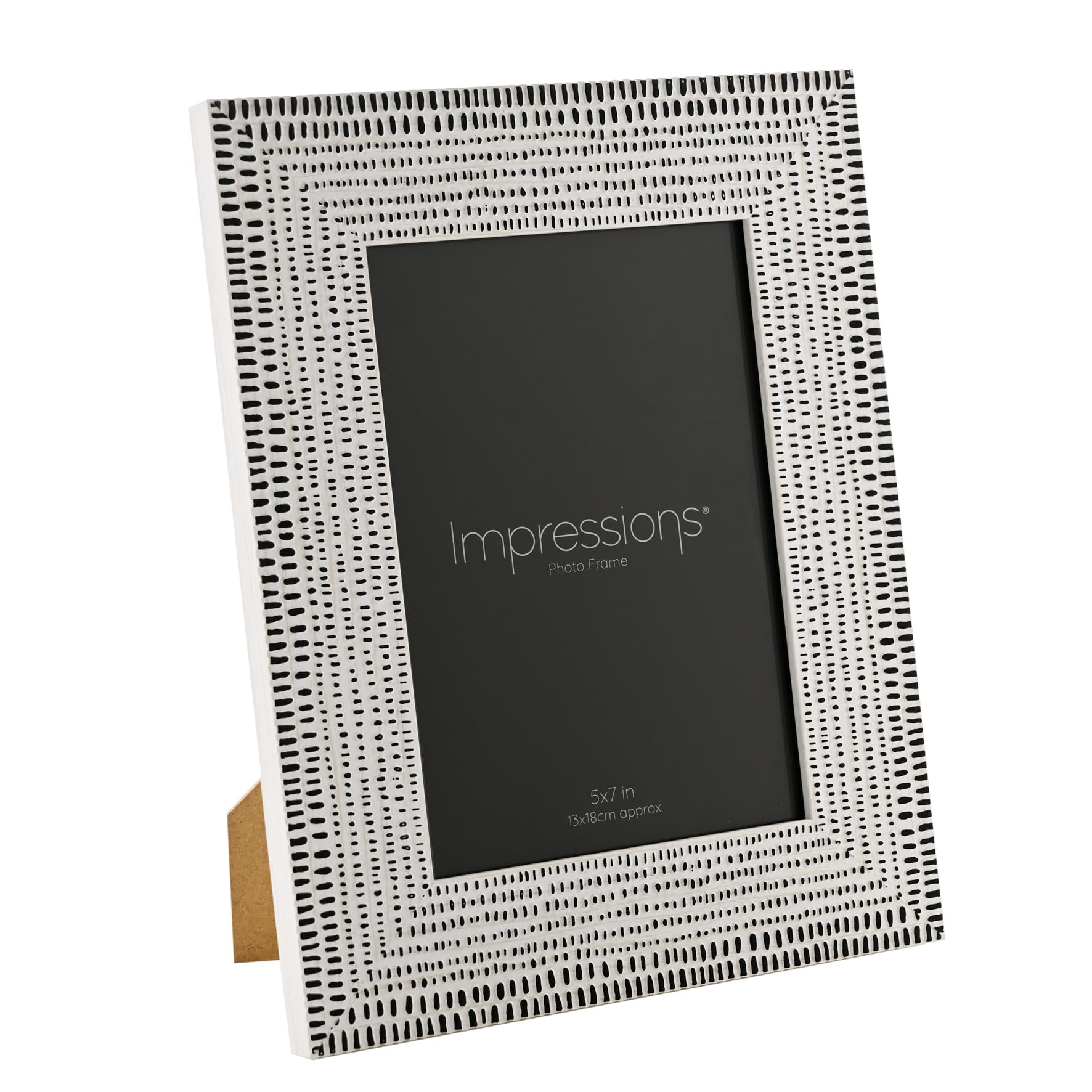 Impressions 5x7 Black & White Photo Frame by Juliana – Modern Silver Patterned Picture Frame for Tabletop or Wall Display – Stylish Contemporary Home Décor Gift