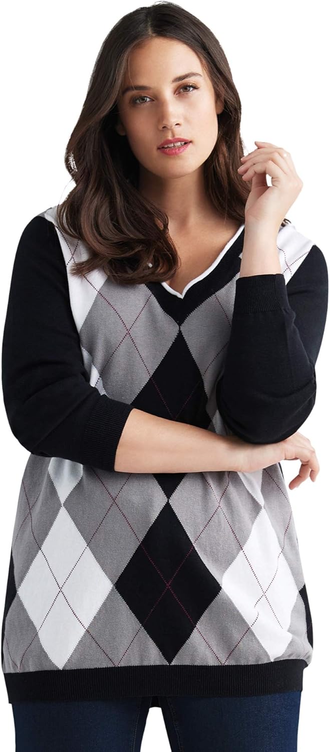 argyle sweater vest women's plus size