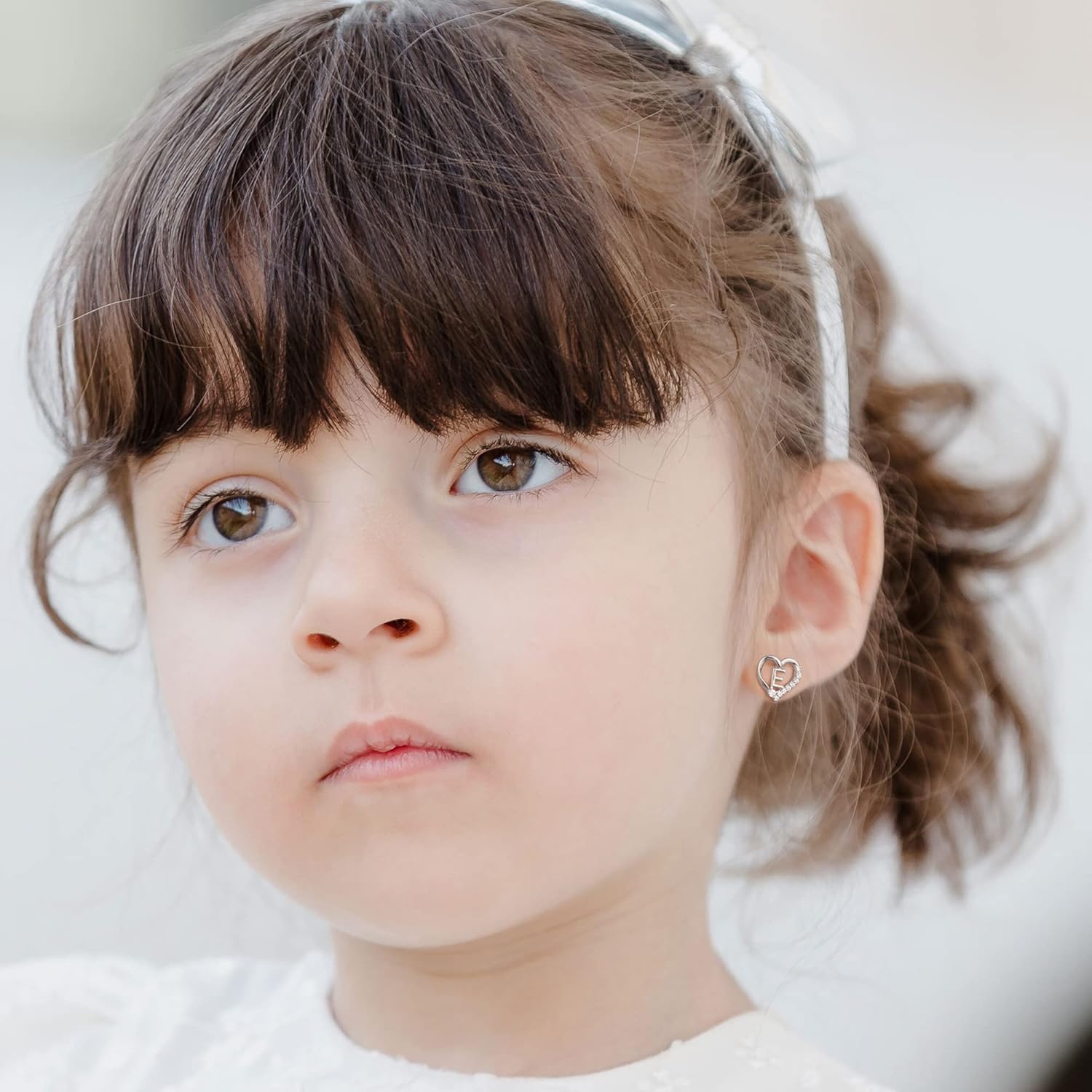 Valentines Day Gifts for Kids - Earrings for Girls, 925 Sterling Silver Post Hypoallergenic, CZ Letter Initial Earrings for Girls, Toddler Kids, Birthday Gifts - Image 2