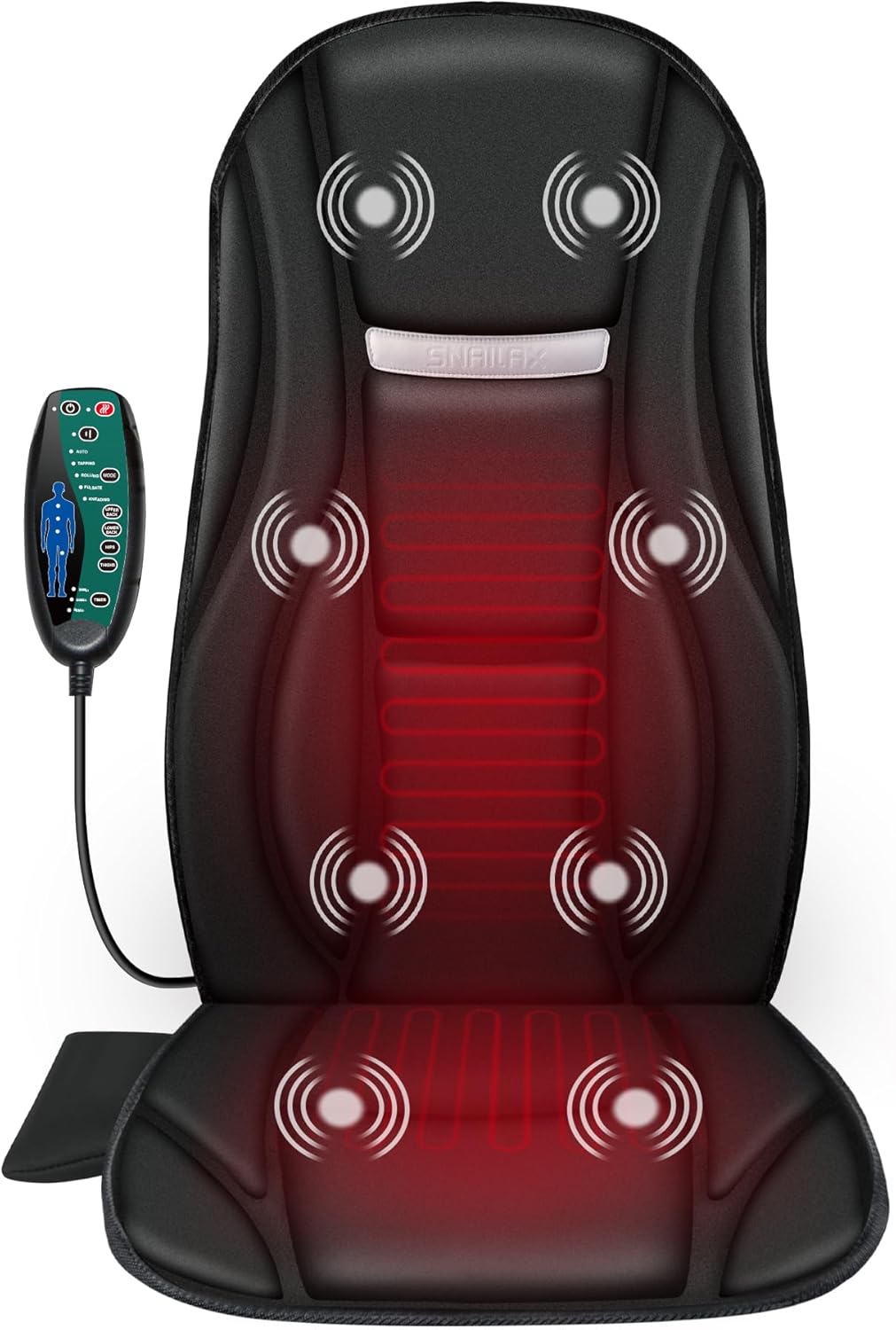 Snailax Vibration Back Massager with Heat, Seat Massager with 8 Vibrating Motors & 5 Modes, Chair Massager, Massage Cushion, Massage Chair Pad for Chair, Office, Gifts