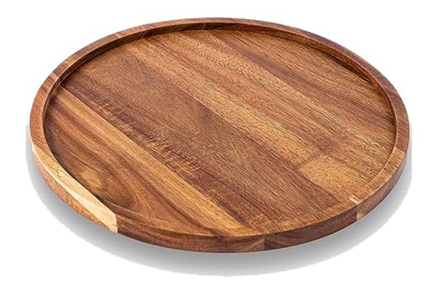KRAFTEE Wooden Serving Tray, Round Coffee Table Tray, Decorative Trays