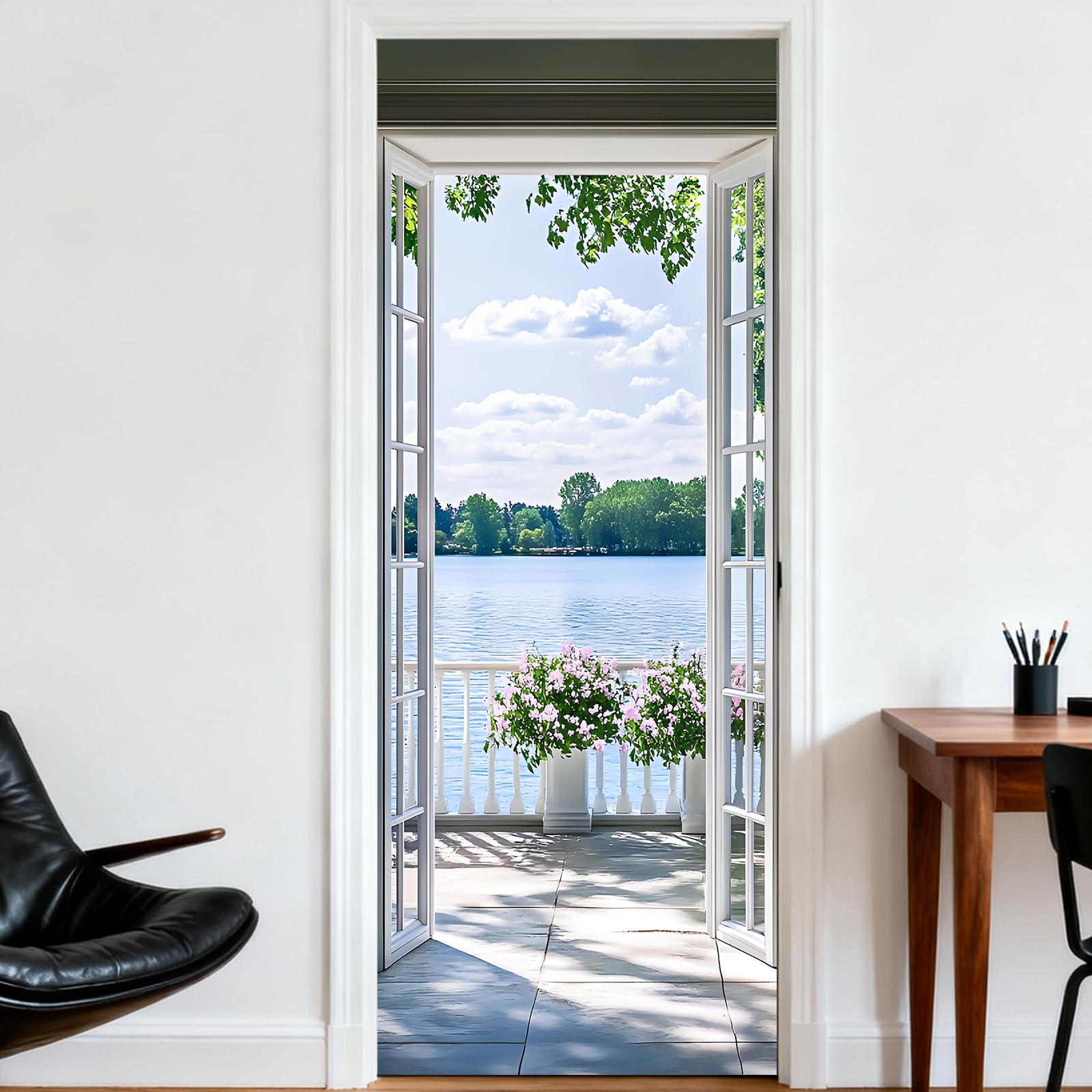 Nuxovilar Lake French Door Stickers Peel Stick PVC 30.3x78.7 in Cover