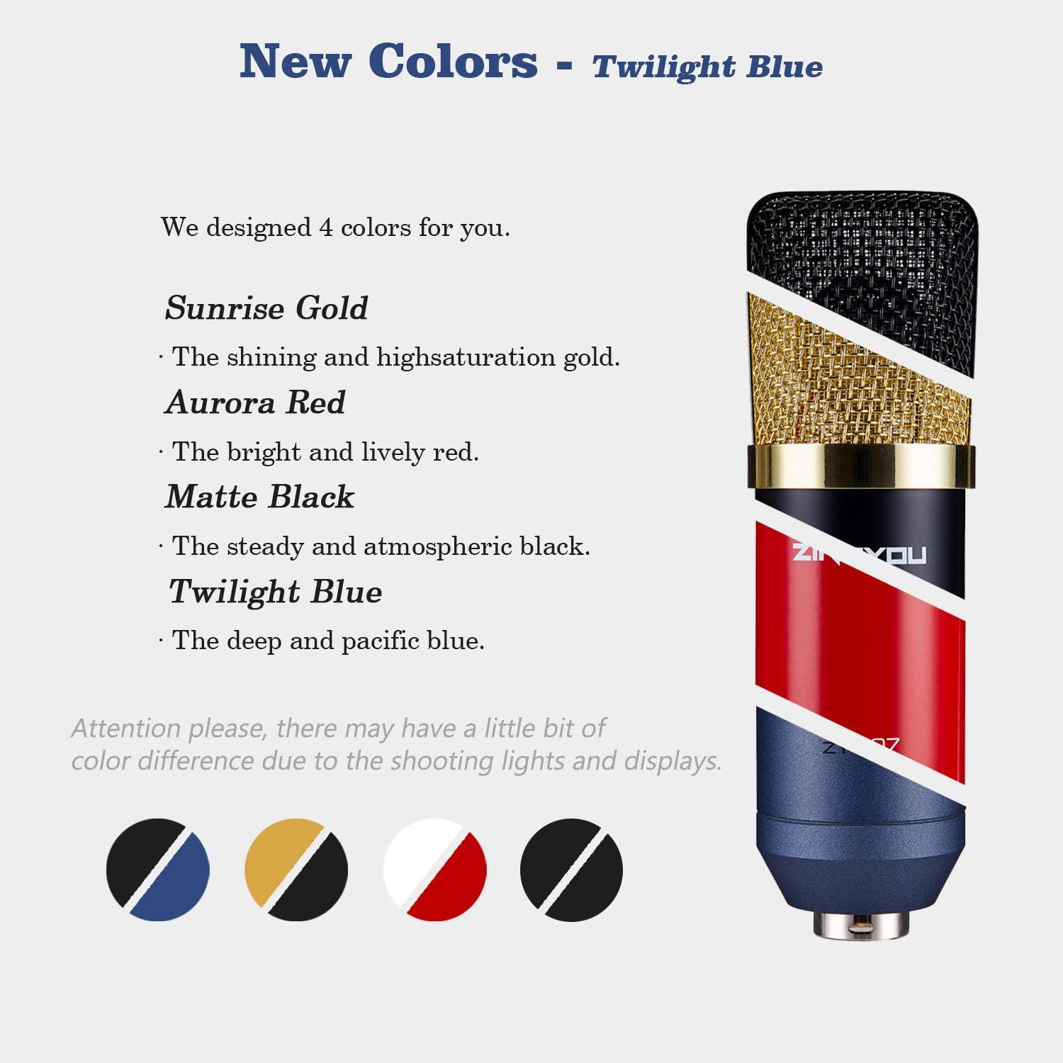 Greatest Product Condenser Microphone ZINGYOU Computer Mic ZY-007 Recording Bundle for Gaming Streaming YouTube Videos Professional Cardioid Microphone Include Adjustable Arm Stand, Shock Mount and Pop Filter(Blue)