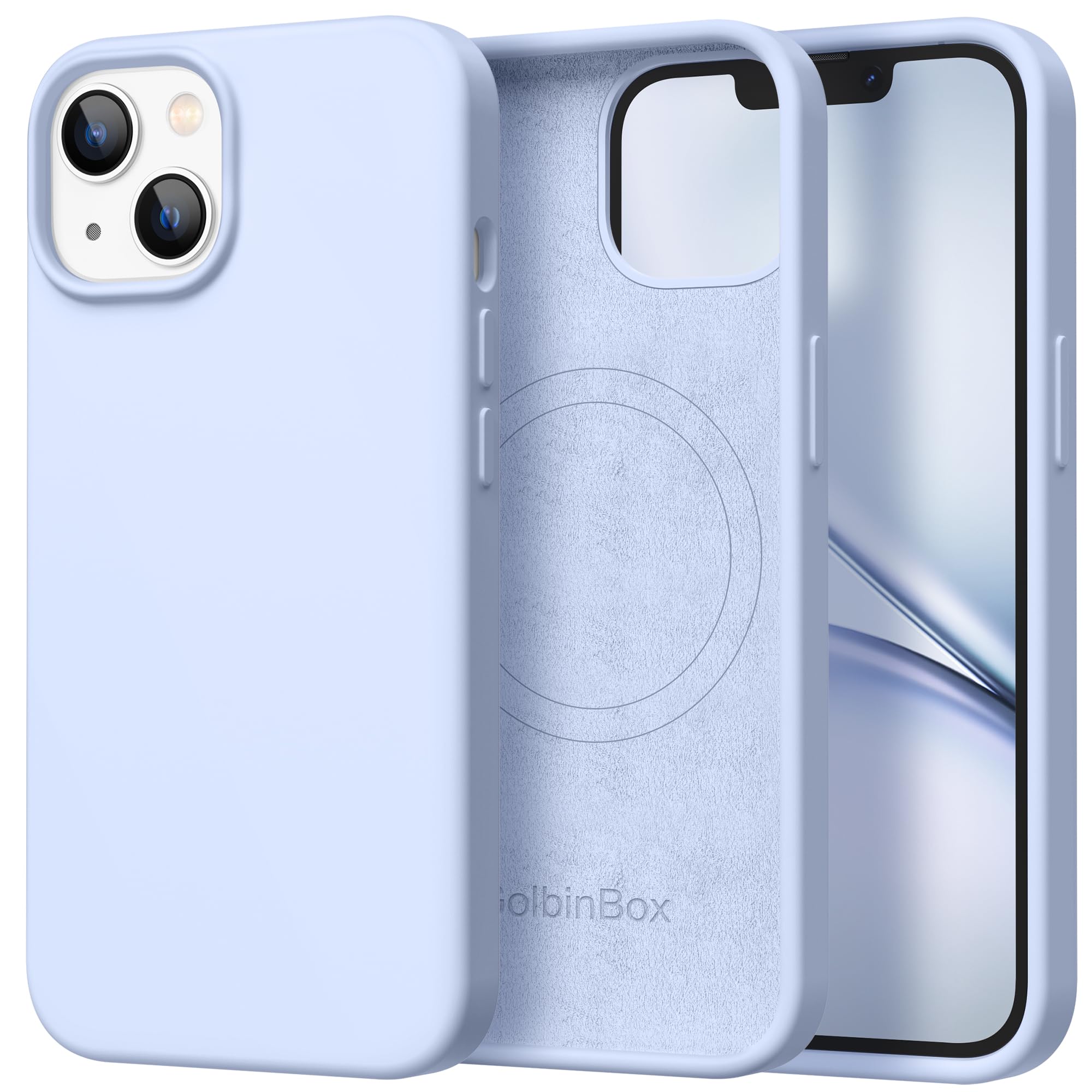 GolbinBox Magnetic for iPhone 15 Case, Silicone Cover, Cyan Purple