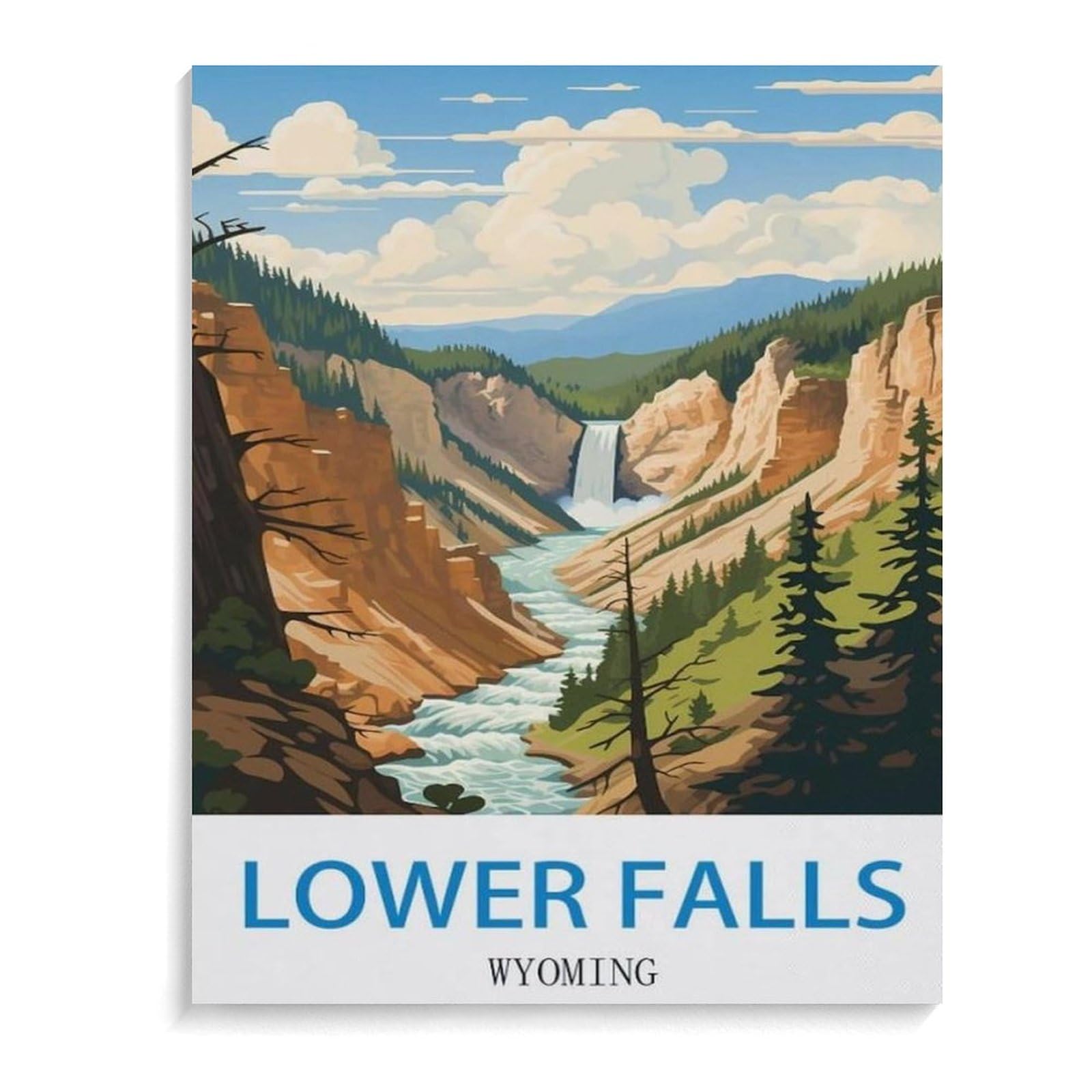 Jigsaw Puzzles for Adults 1000 Piece,Vintage Travel Poster Lower Falls Wyoming,Educational Games Brain Challenge Jigsaw Puzzles for Adult Kids(38x26cm)-D11 — image 1
