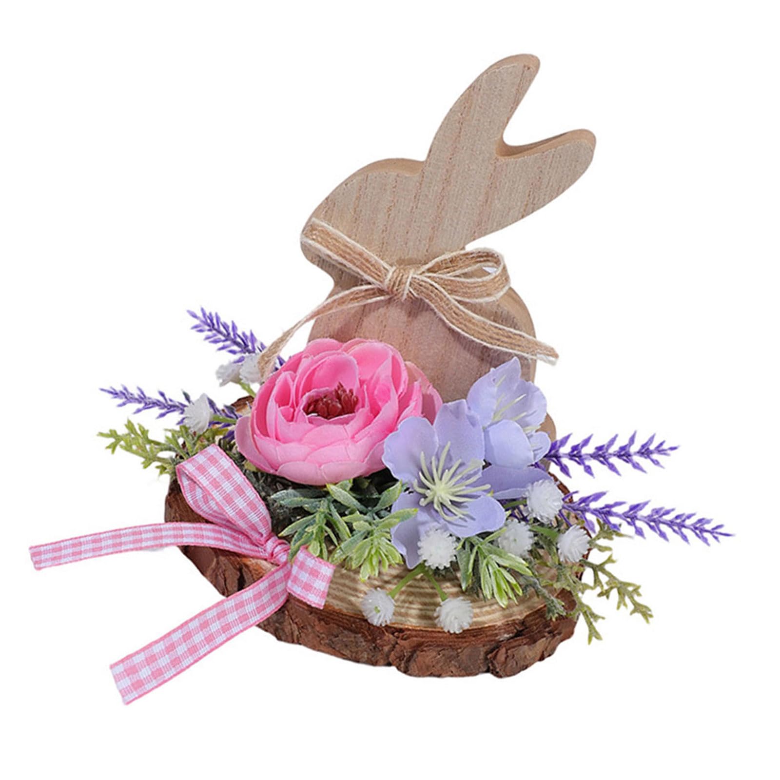 Tsophreniq Wooden Easter Hare Ornament Hand Carved Wood Animal Figurine Holiday Decoration for Tabletop Mantels Home Easter Hare