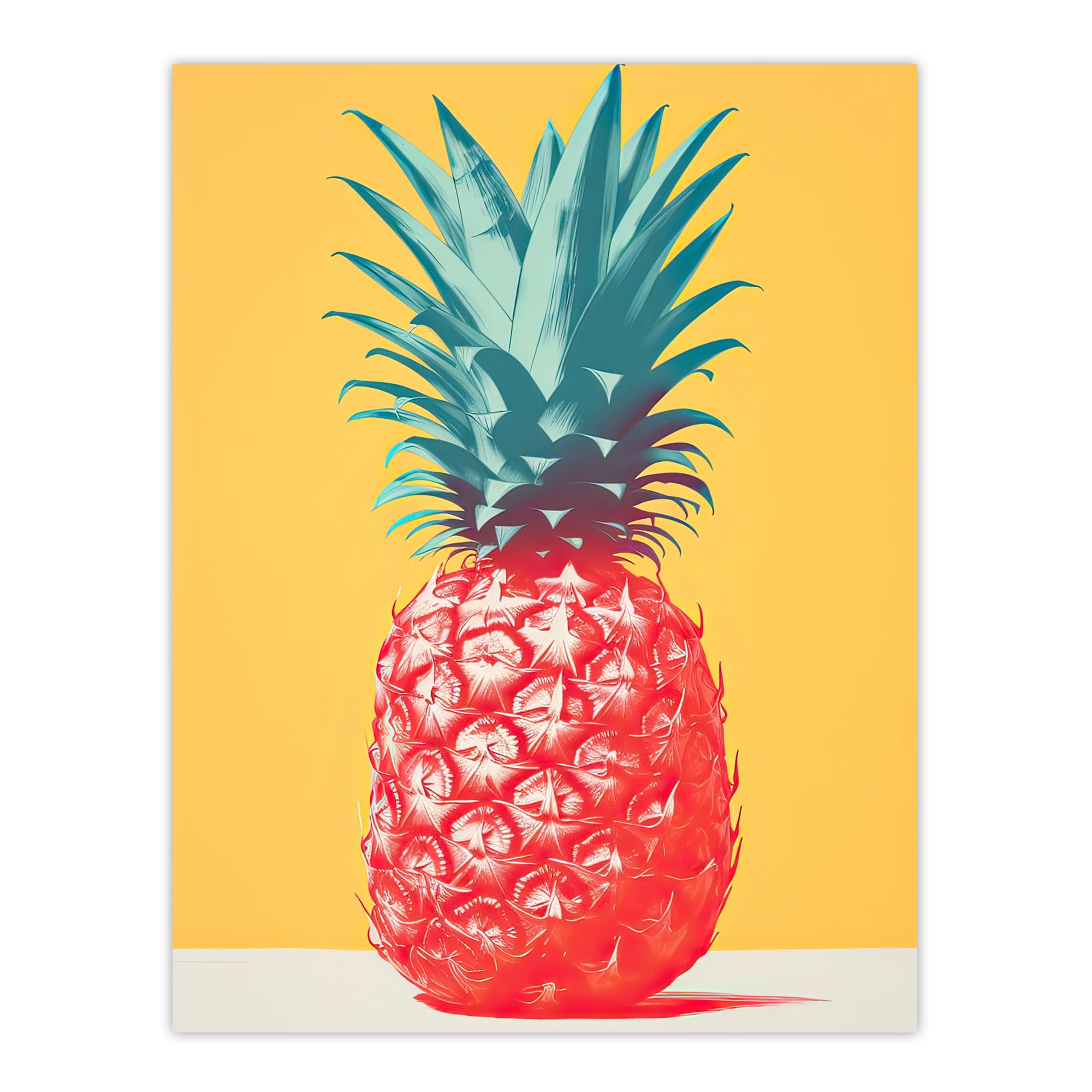 Artery8 Tropical Radiance Vibrant Pineapple Kitchen Artwork Pink Yellow Green Pop Art Large Wall Art Poster Print Thick Paper 18X24 Inch