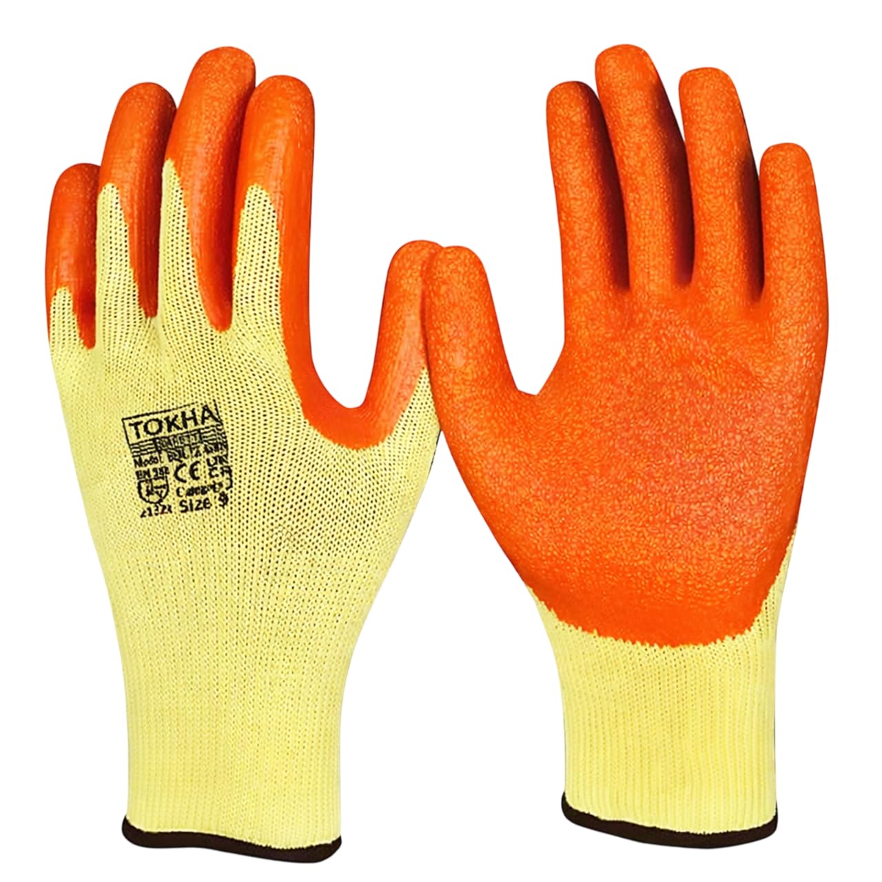 24 Pairs of Rubber Latex Coated Work Gloves for Men - Ideal for Safety, Builders, and Gardening (Orange, Medium) — image 1