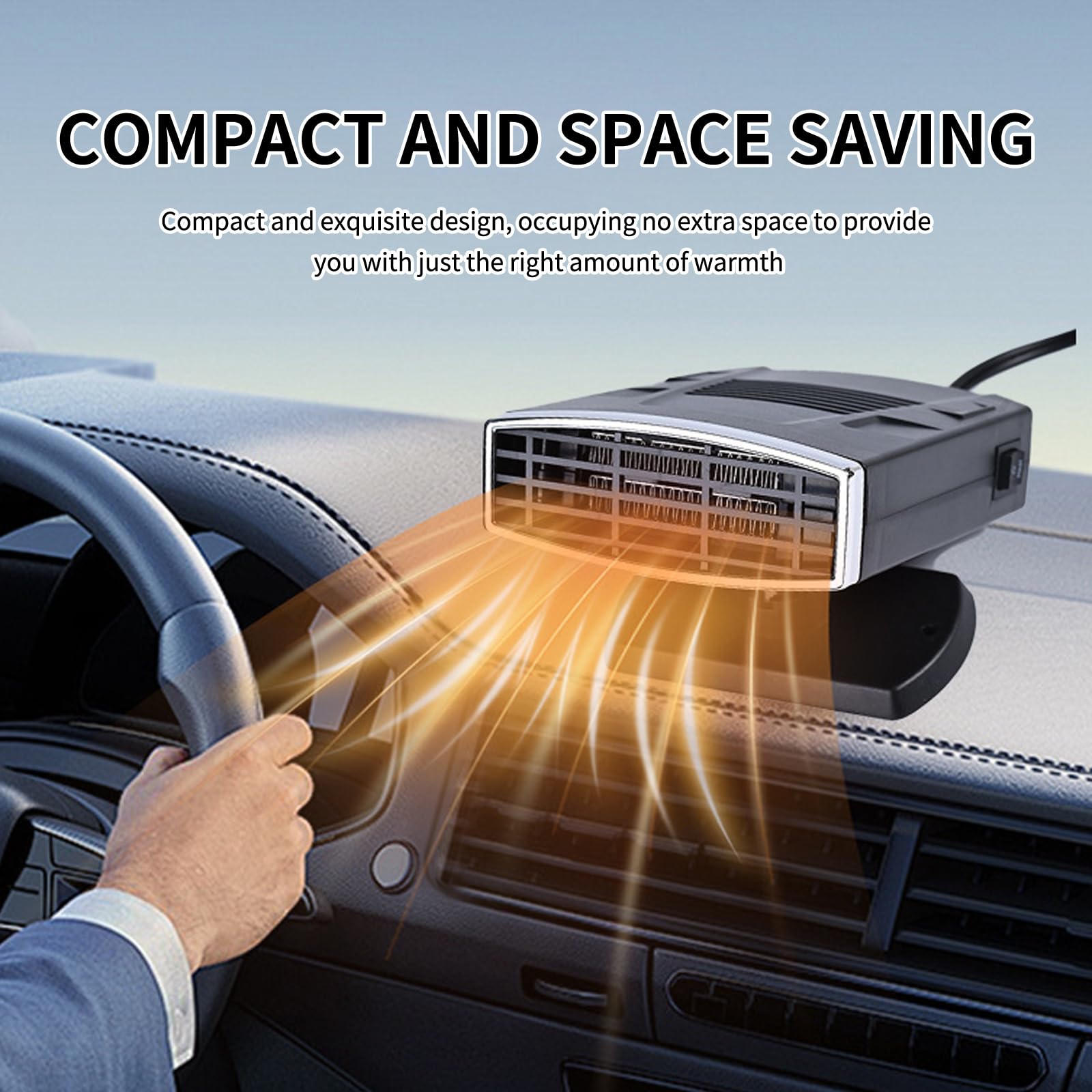 DAZZTIME Riscaldamento per Auto,Riscaldatore Portatile,Riscaldamento Rapido per Auto,Riscaldatore per Auto,Riscaldamento Rapido 2 in 1 e Funzione di Raffreddamento,Sbrinatore per Auto,per Auto