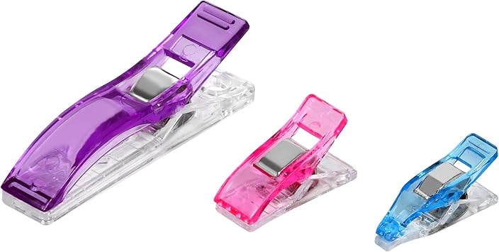 SINGER Sewing & Quilting Clips, 24ct - Large, Small & Mini Fabric Clips for Crafts - Assorted Color Quilt Clamps, Multi-Use Sewing Tool, Includes Storage Case
