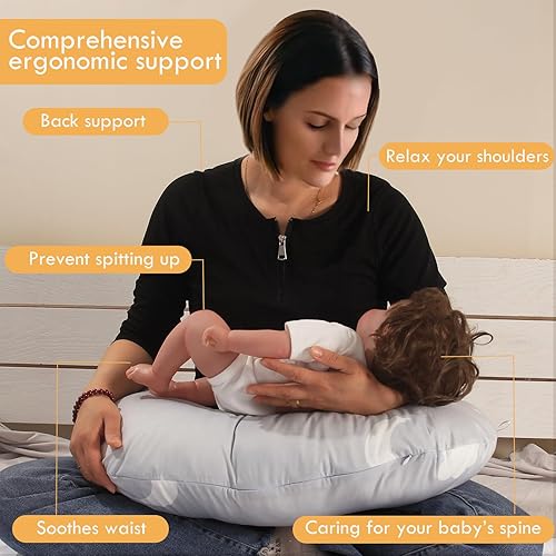 Miniatura 2 de Almohada de lactancia, almohadas de lactancia materna para mamá, funda suave con relleno transpirable, lactancia materna, lactancia materna, biberón