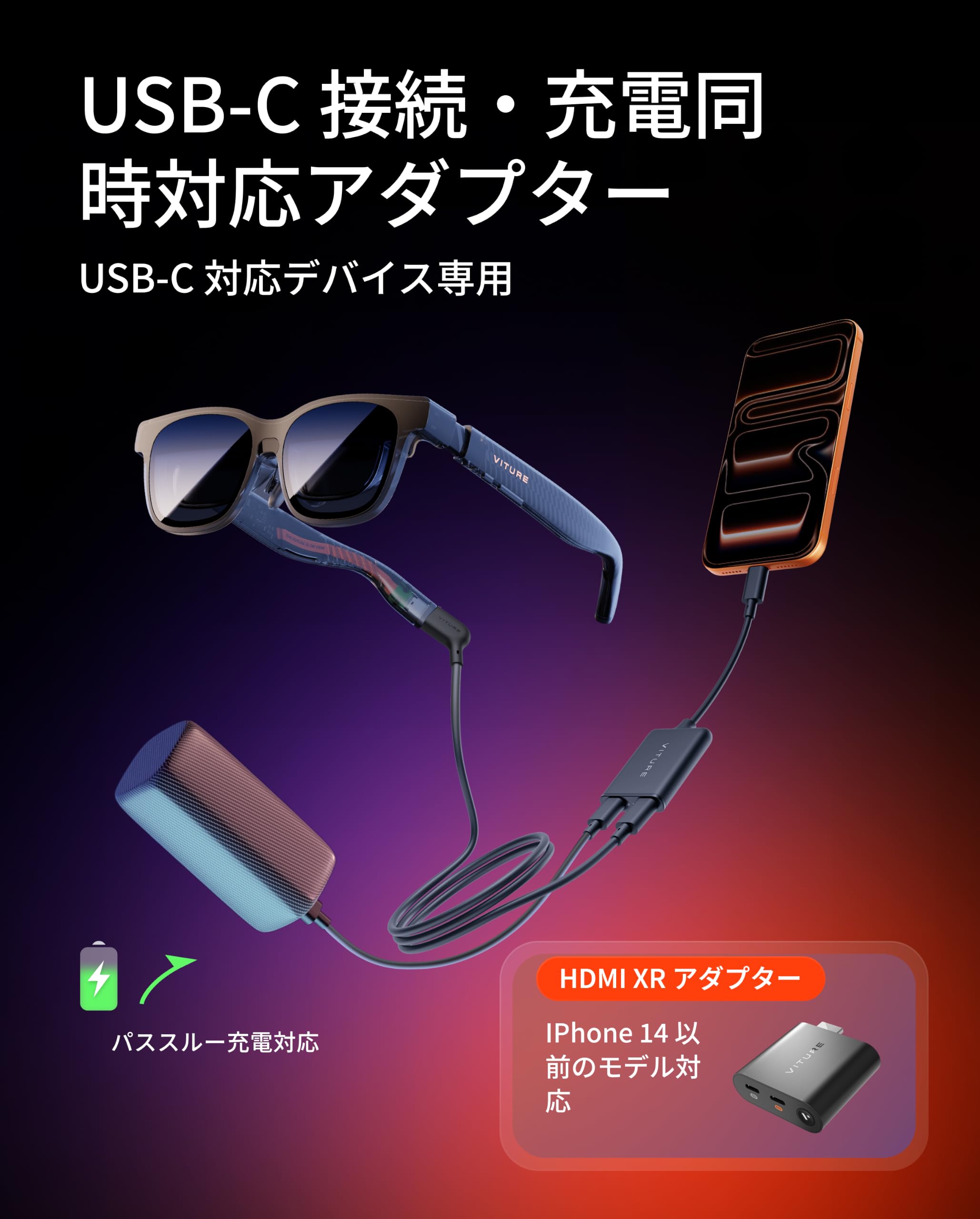 Amazon | VITURE Luma AR/XRグラス & USB-C XR充電アダプター セット