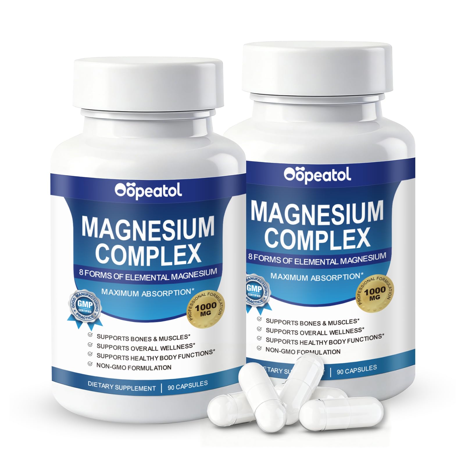 8 in 1 Magnesium Complex 1000mg Magnesium Glycinate 180 Vegan Capsules, NSF
