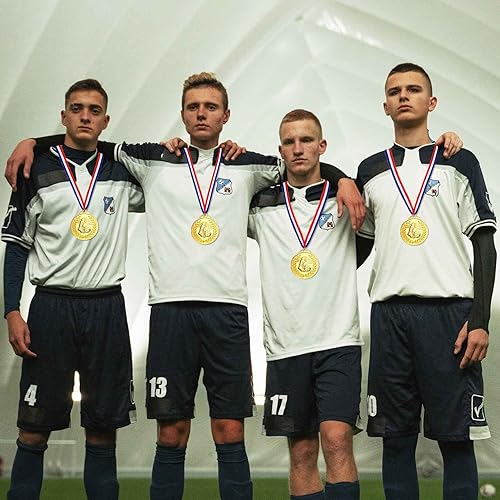 Miniatura 5 de Paquete de 12 medallas de fútbol de metal para premios para adultos, medallas de oro de 2 pulgadas, medallas de ganador, trofeos de participación de