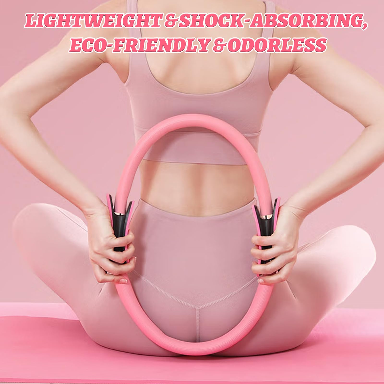 6 Pièces Kit Pilates Maison Accessoire Pilates Femme Kit: Yoga Ball, Resistance Bands, Pilate Ring, Yoga Band pour l'Entraînement à Domicile et en Studio (Rose)