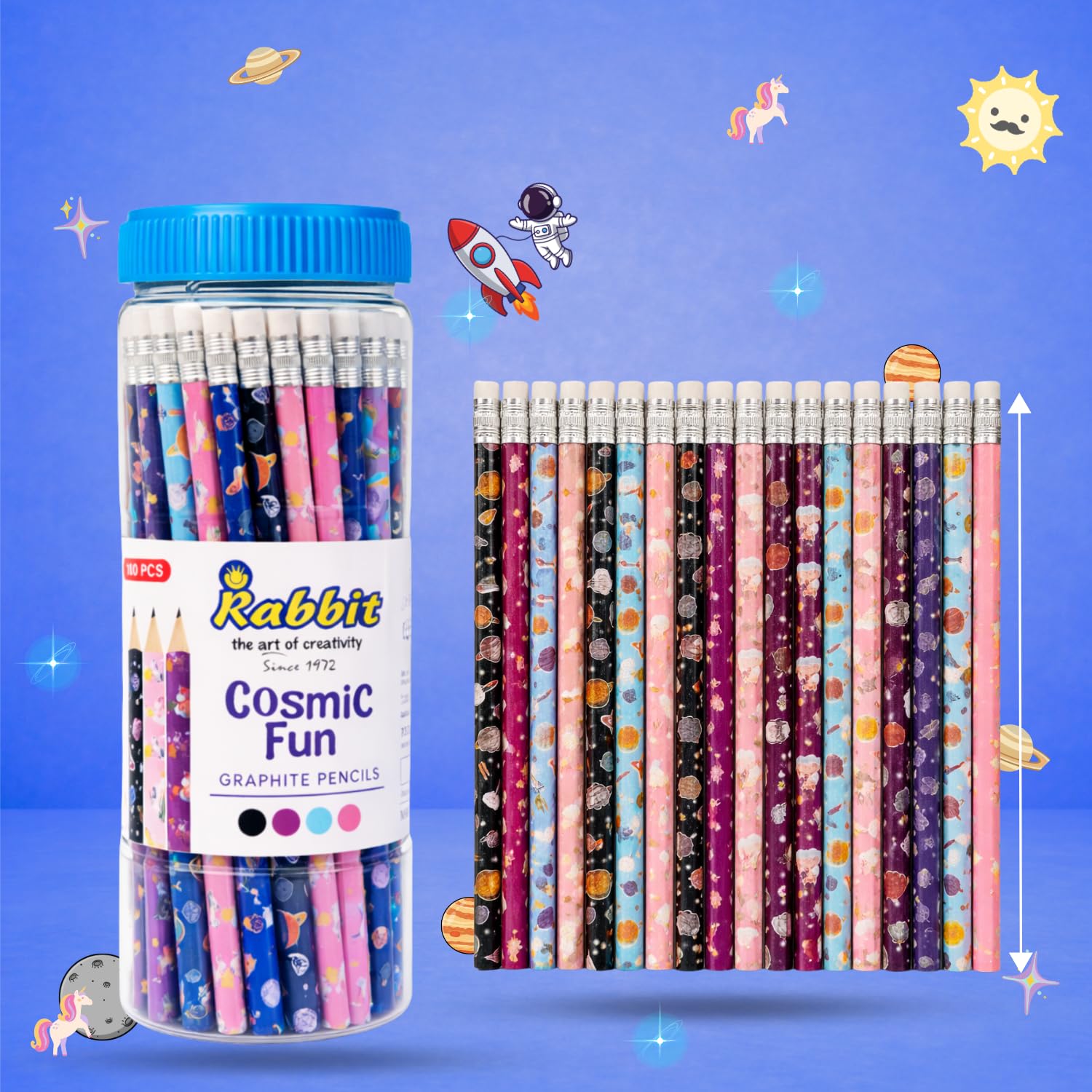 Cosmic Fun Pencils - Unicorn & Space Theme (50 Pack) -6