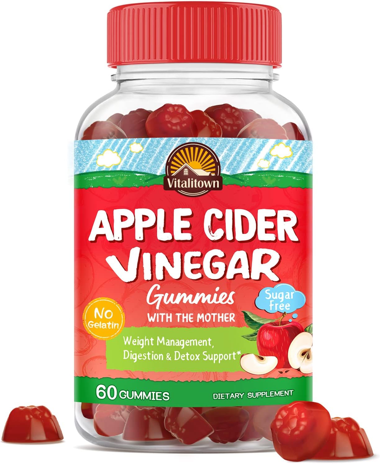 Buy Vitalitown Apple Cider Vinegar Gummies with The Mother, Weight Control, Detox & Cleansing