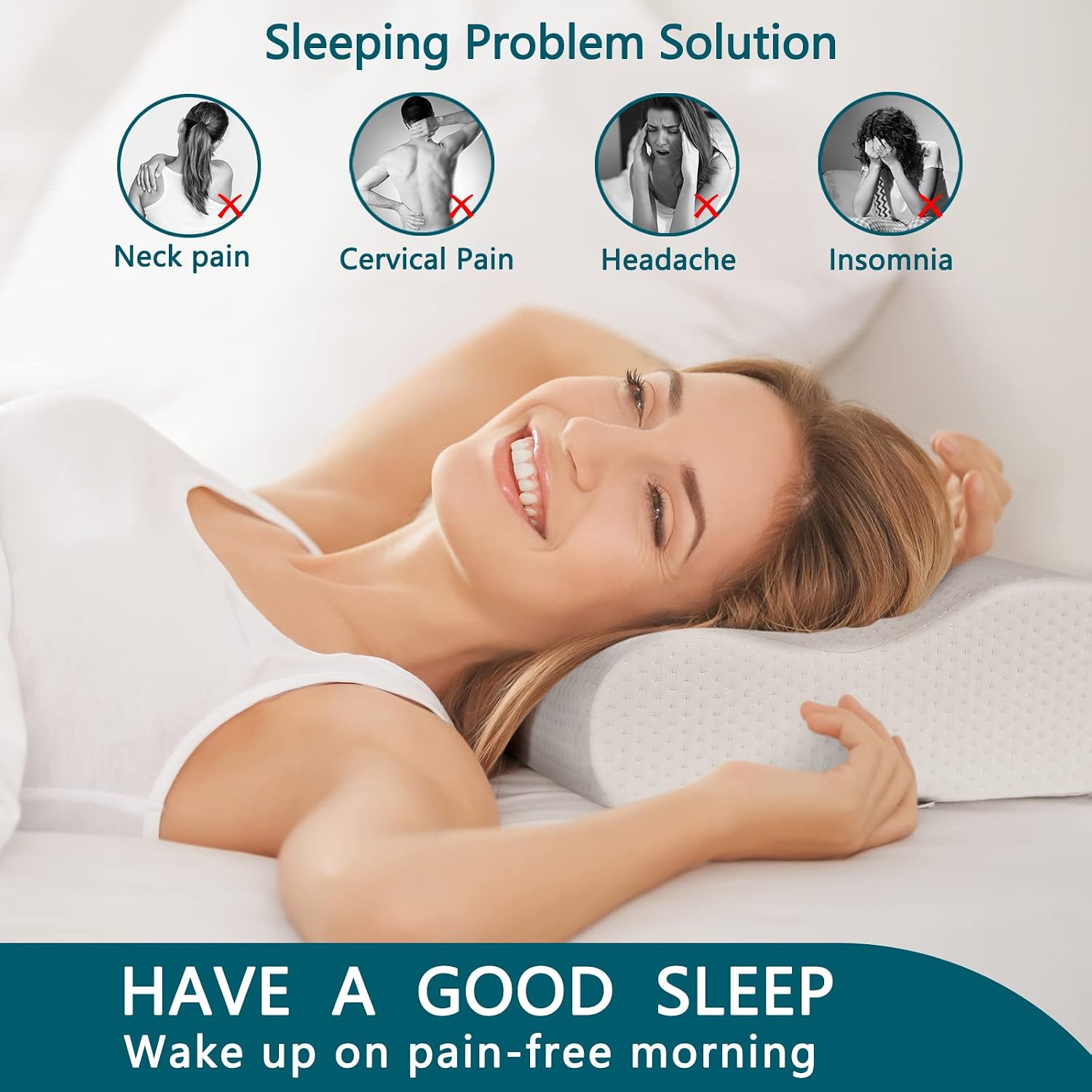 SOLEDI Memory Foam Pillow, Adjustable Neck Pillow Ergonomic Cervical Pillows for Neck Pain, Neck or Back Support, Stomach, Side Sleepers, Orthopedic Contour Pillow