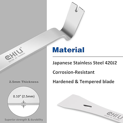 Miniatura 3 de CHILI Tools - Mini barra de palanca de 78 pulgadas de ancho con extremo plano + rascador de pintura CHILI Tools 5 en 1 con mango de madera (raspador