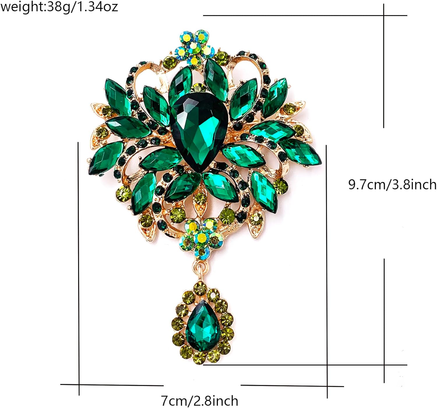 LAXPICOL Wedding Bridal Big Brown Crystal Rhinestone Bouquet Brooch Pin for Women Golden Tone - Image 5