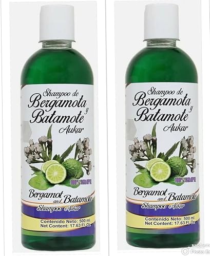 Champú Bergamota y Batamote 16.9 fl oz 16.9oz Crecimiento del Cabello, Cabello Fuerte SET DE 2 CHAMPÚS-EXPERTOS DE BELLEZA