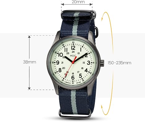Infantry Mens Military Field Watch, Glow in the Dark Luminous, Nylon Band