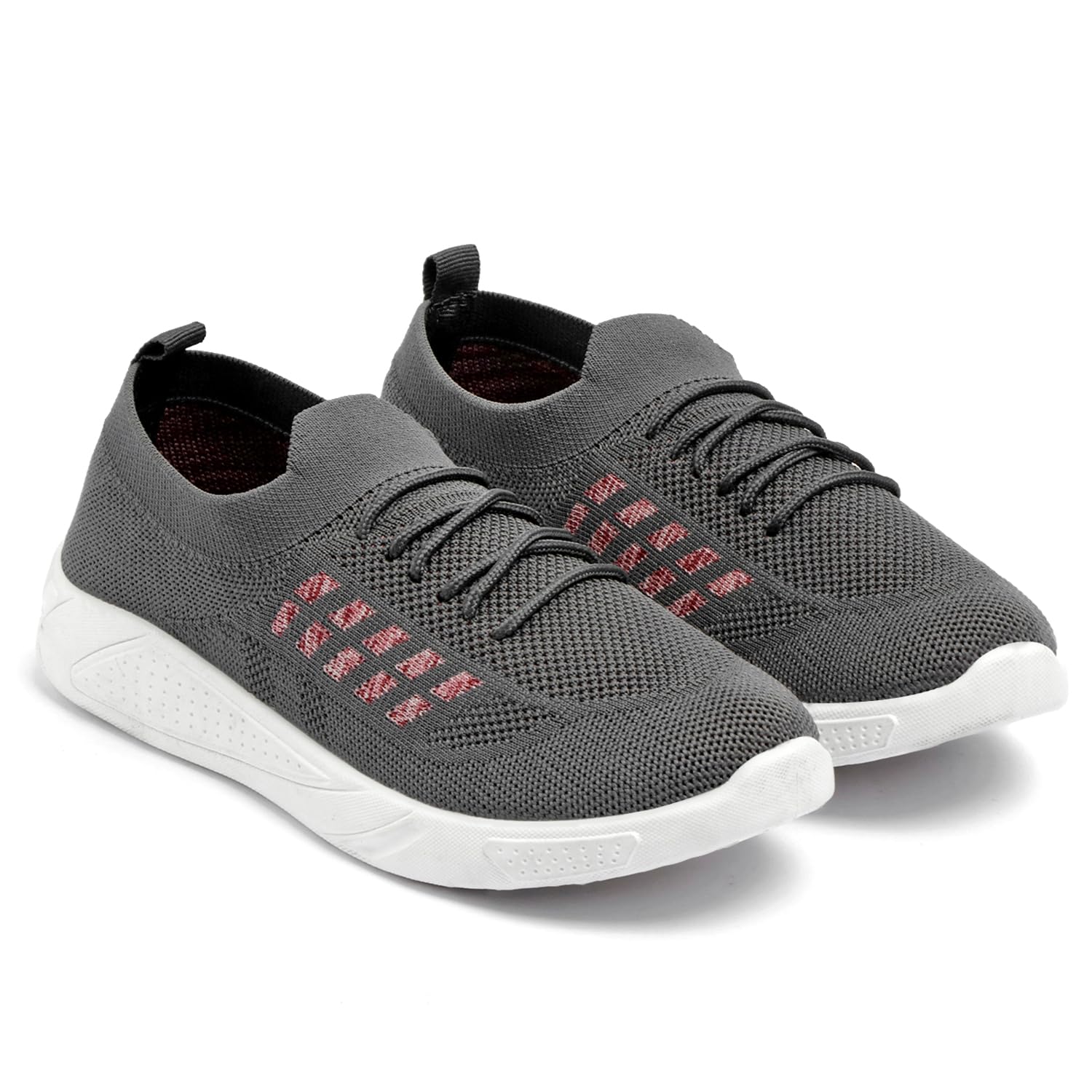 Women's Slip-on Knit Walking Shoes | Lightweight Breathable Sneakers with PVC Sole | Comfortable Casual Shoes for Walking & Running with White Sole, Available in Black and Grey