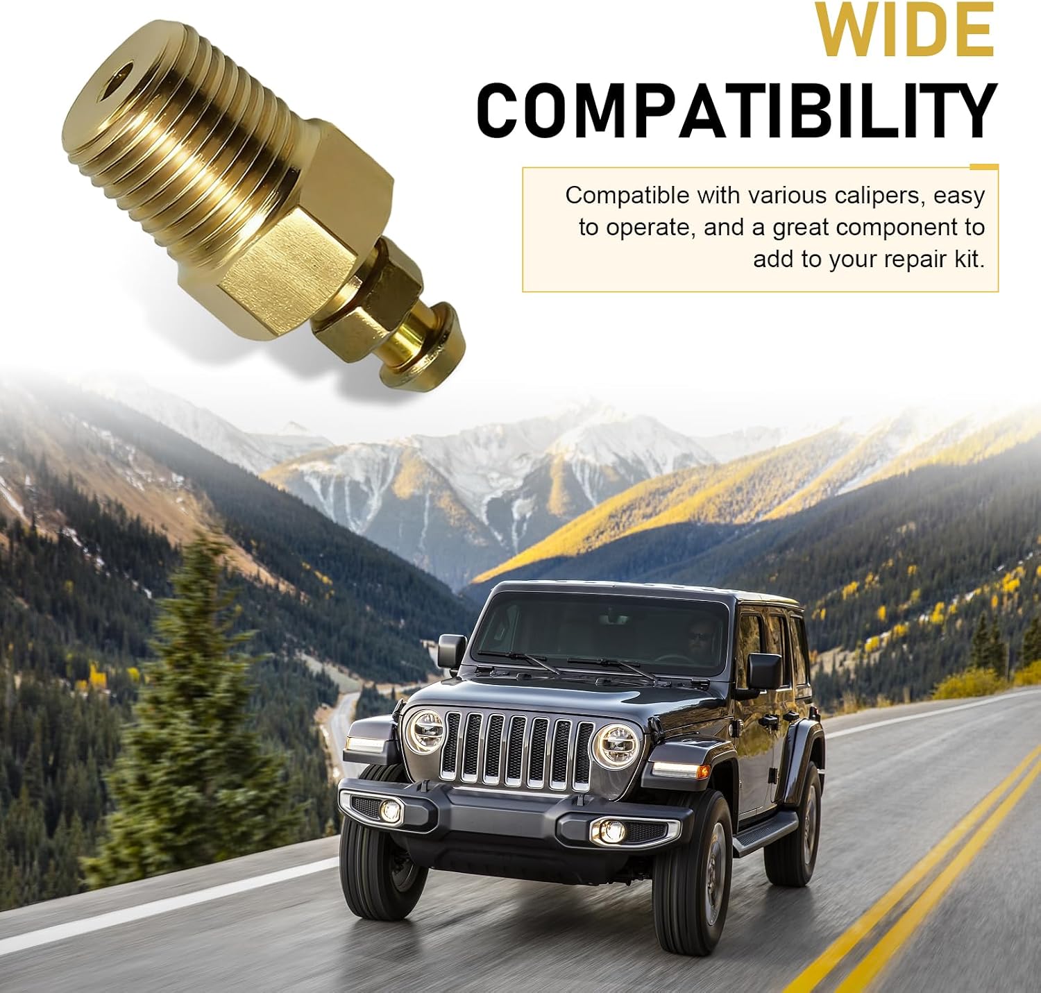 8PCS Bleeder Screws, Brass Brake Bleeder Valves 1/8 Inch NPT, High-hardness Rust-resistant Replacement Parts, Universal for Most Vehicles Brake Systems (Gold)