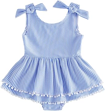 Yccutest Toddler Girls Strap One Piece Swimsuit Floral Sleeveless Backless Bathing Suit Ruffles Bowknot Swimwear Summer Beach
