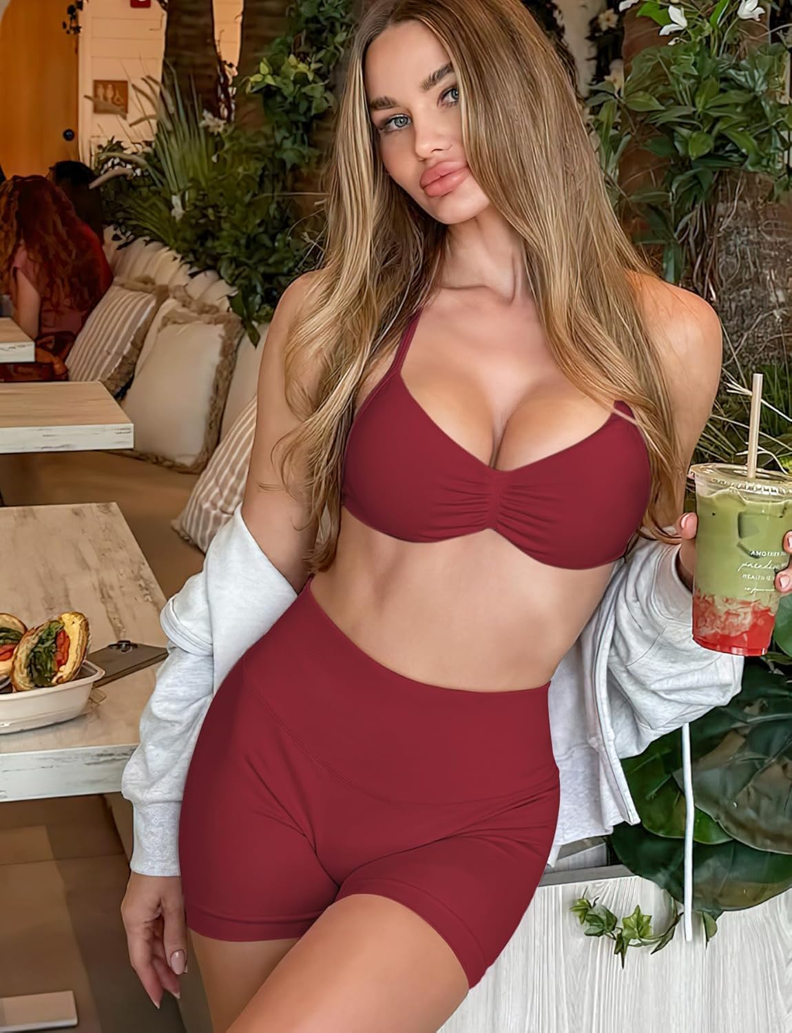 YEOREO Hidden Scrunch Workout Shorts Vision Women Seamless Gym Shorts High Waist Yoga Shorts - Image 3