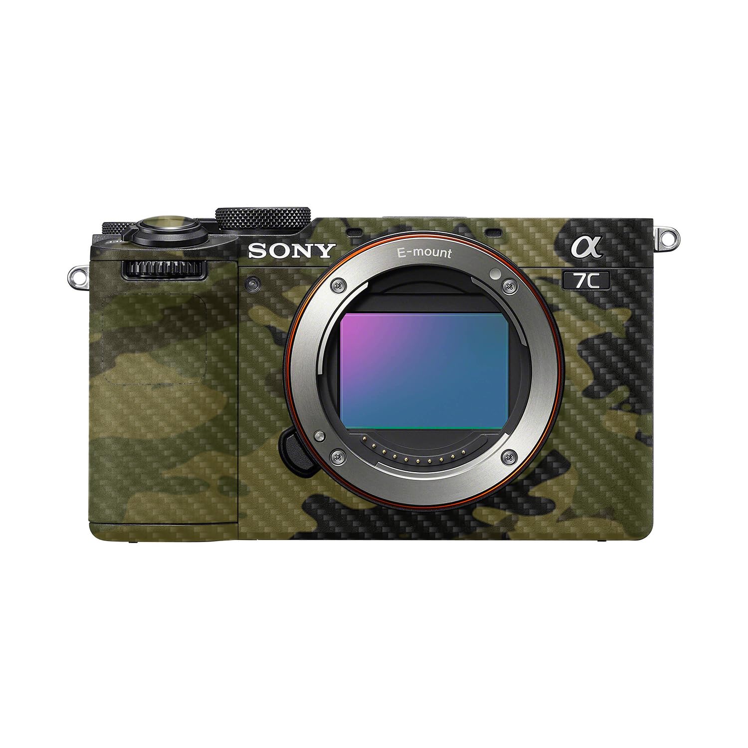 Carbon Fiber Camera Skin Compatible with Sony A7C Mark II (2023) - Green Camouflage - Premium 3M Vinyl Protective Wrap Decal Cover - Easy to Apply | Crafted in the USA by MightySkins