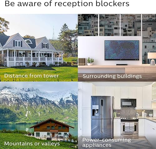 Miniatura 8 de Philips Antena de TV para interiores con orejas de conejo para canales locales, dipolos extensibles de 15 pulgadas, 4K 1080P VHF UHF, antena de