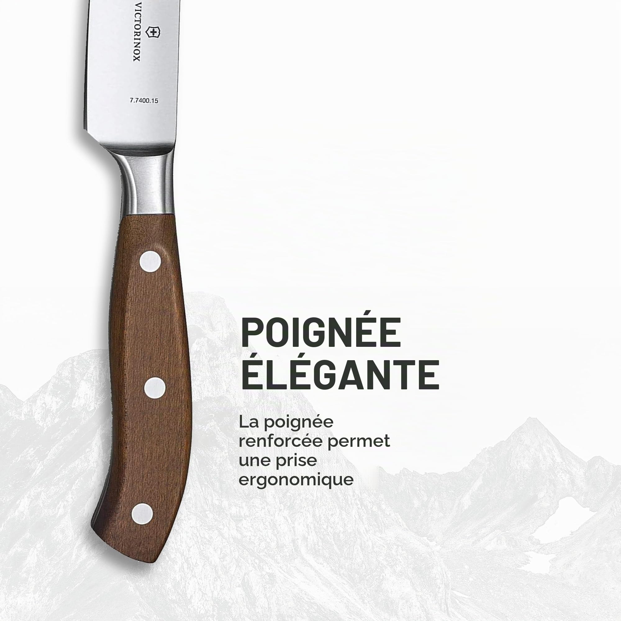 Victorinox Grand Maître Couteau à Trancher 15 cm, Lame Acier Inoxydable | Couteau de cuisine professionnel pour viande et rôtis avec manche ergonomique en érable noble poli.