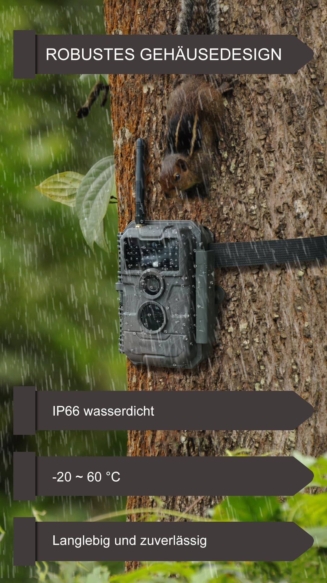 GardePro E6P Wildkamera WLAN, Wiederaufladbare 8000mAh Akku, 64MP 1296P, Wildtierkamera mit bewegungsmelder nachtsicht, Handyübertragung