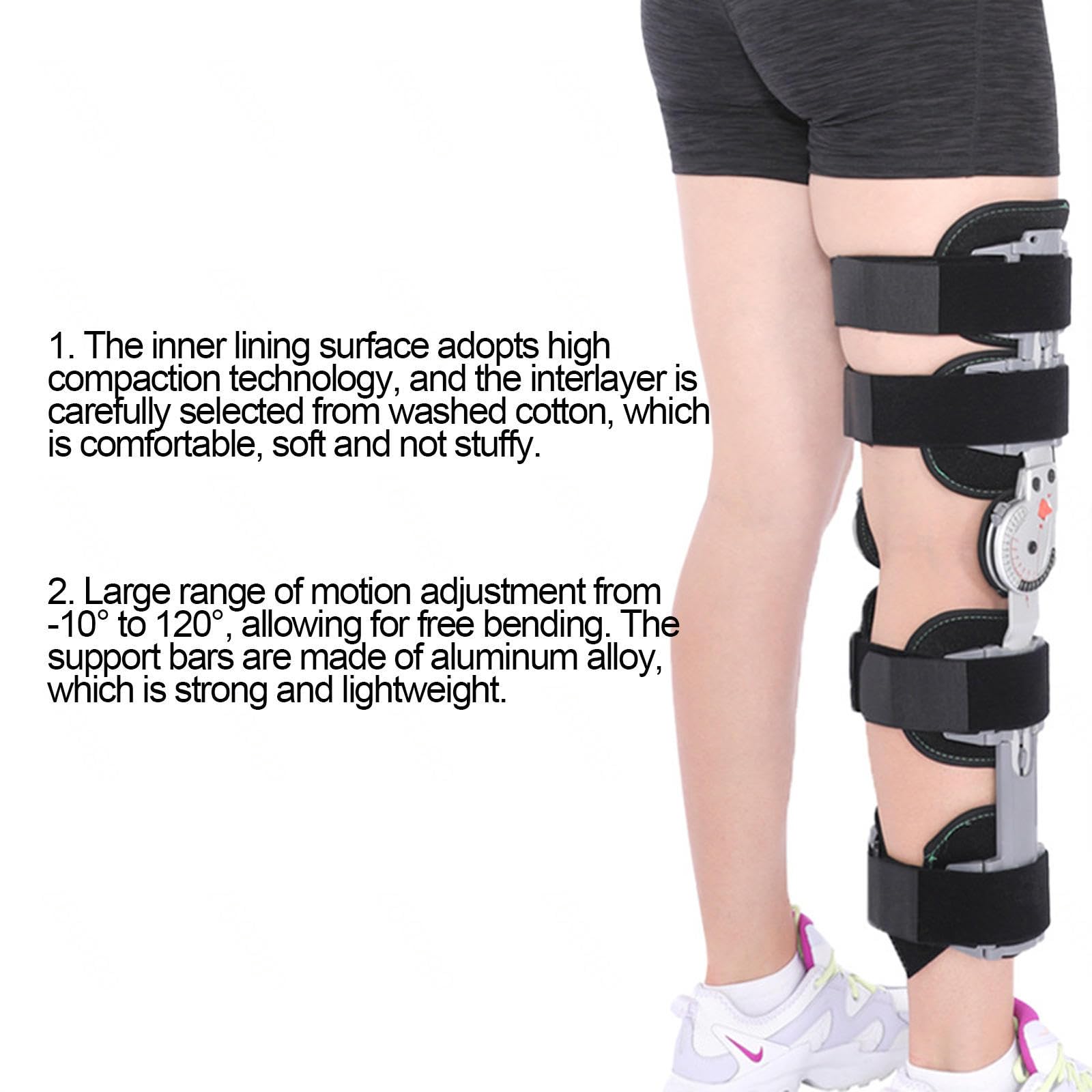 Rodillera Ajustable de Aleación de Aluminio, Rodillera con Bisagras Unisex, Rodillera de Rehabilitación Después de Una Lesión del Ligamento de Menisco, Estabilizador de Rodilla de Pierna