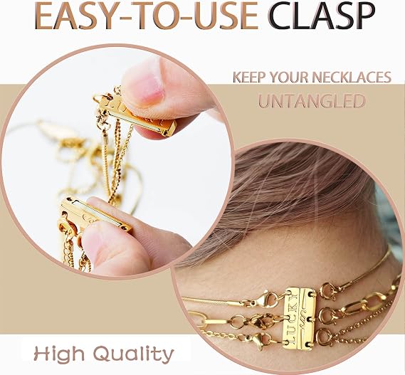 Dailyacc Lucky Necklace Layering Clasp 18K Gold and Silver Strong Multiple Necklace Clasps For Layered Separator