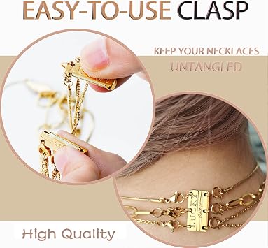 Dailyacc Lucky Necklace Layering Clasp 18K Gold and Silver Strong Multiple Necklace Clasps For Layered Separator