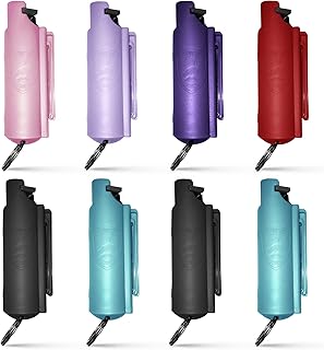 Quick Action Pepper Spray Keychain - Maximum Strength MC 1.44, Pepper Spray Range up to 16 ft, Made in USA by Guard Dog (Light Pink/Lilac/Purple/Red/Teal/Black (8 Pack))