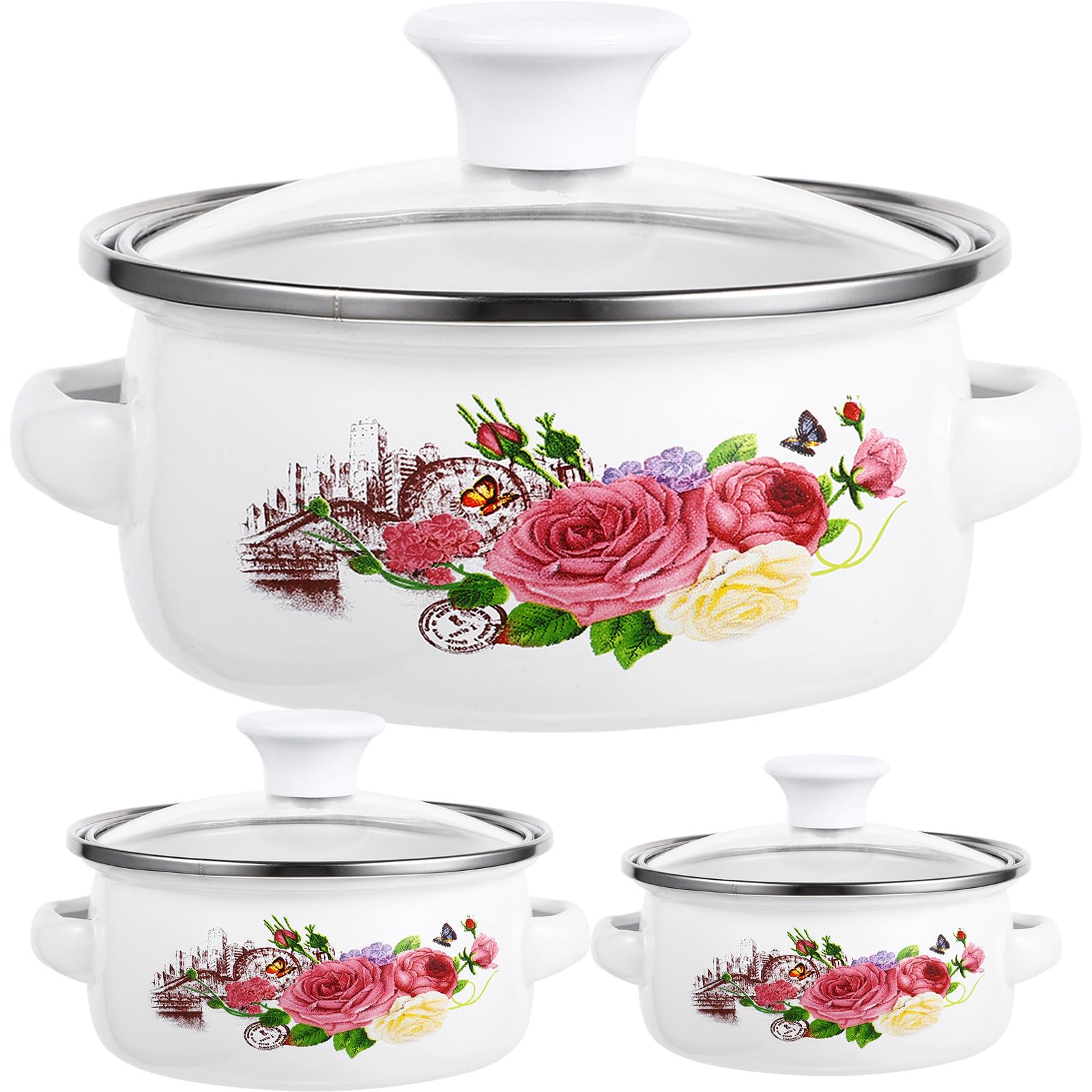 Casseroles vintage émaillées à double poignées ergonomiques pour une cuisson homogène