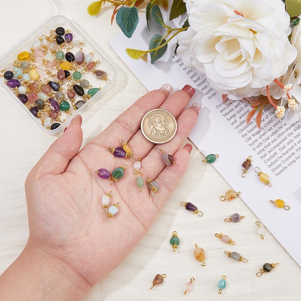 SUPERFINDINGS Gemstone Chip Quartz Crystal Charms Colorful Link Connector Charm for Necklace Keychain Jewelry Making