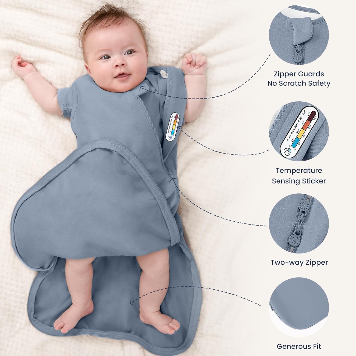 kaiya baby Unisex Sleeping Bag for Babies and Toddlers 0.5 Tog Sleep Sack 6-18 Months, Newborn Sleep Sack, Wearable Blanket Baby, One Piece Sleeveless Sleep Sacks, Gifts for Baby
