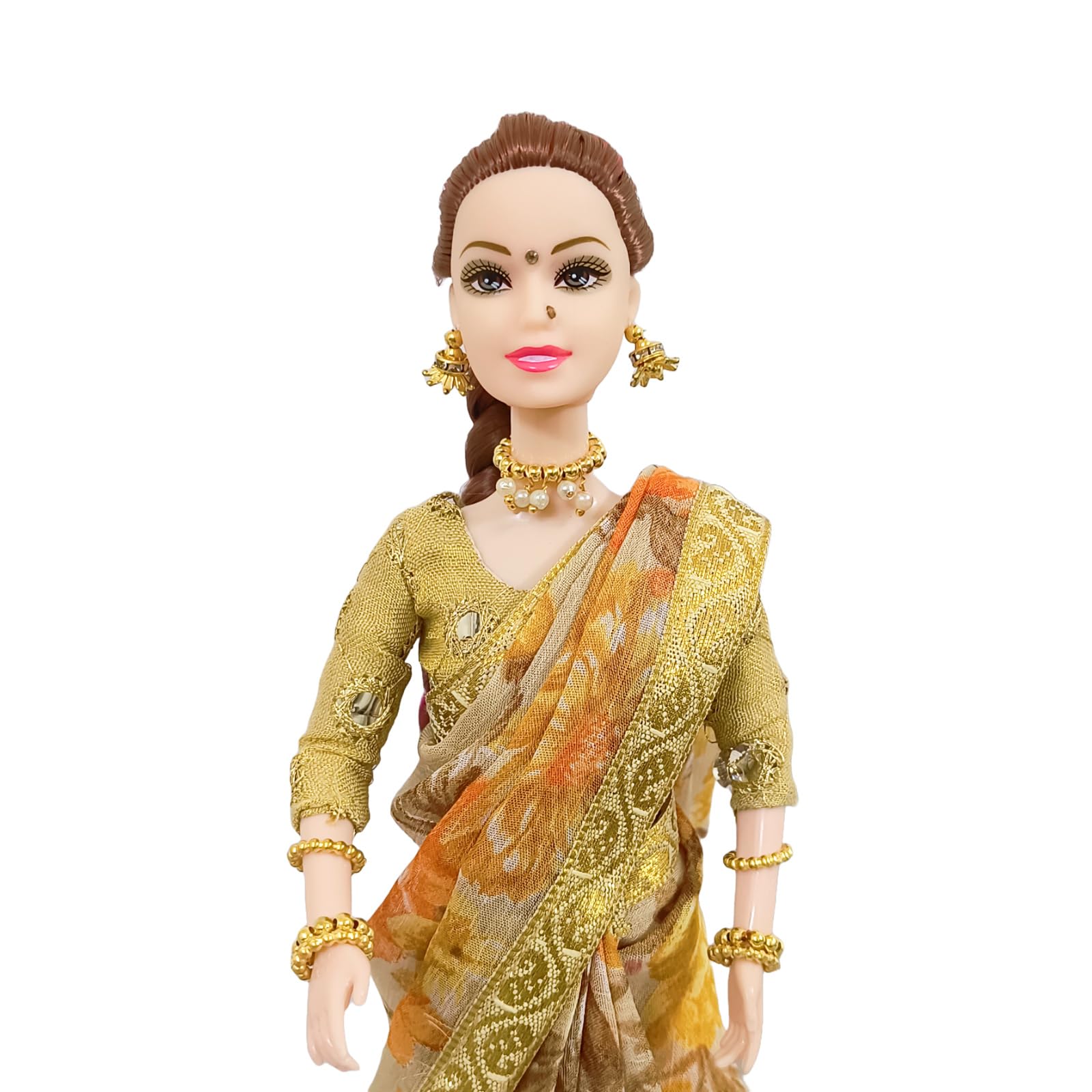 Maalona | Lily | Indian Doll in Traditional Yellow Saree with Jewellery | Fully Foldable | Long Hair | Hand-Stitched saree | Pretend Play Doll (11.3 Inch, Yellow Floral Saree) (B0D87T3VLB) Amazon Price History, Amazon Price Tracker