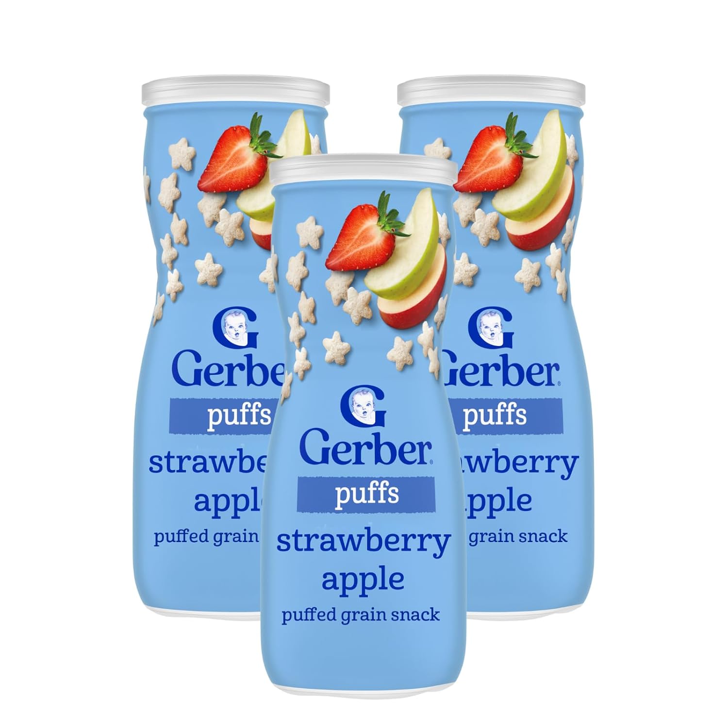 Gerber Stage 3 Baby Food, Strawberry Apple Puffs, 1.48 oz Canister (Pack of 3)