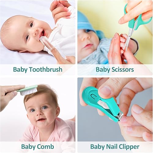 Miniatura 4 de Kit de aseo para bebés, juego de cuidado de seguridad infantil con cepillo para el cabello, peine cortaúñas, aspirador nasal, kit esencial para