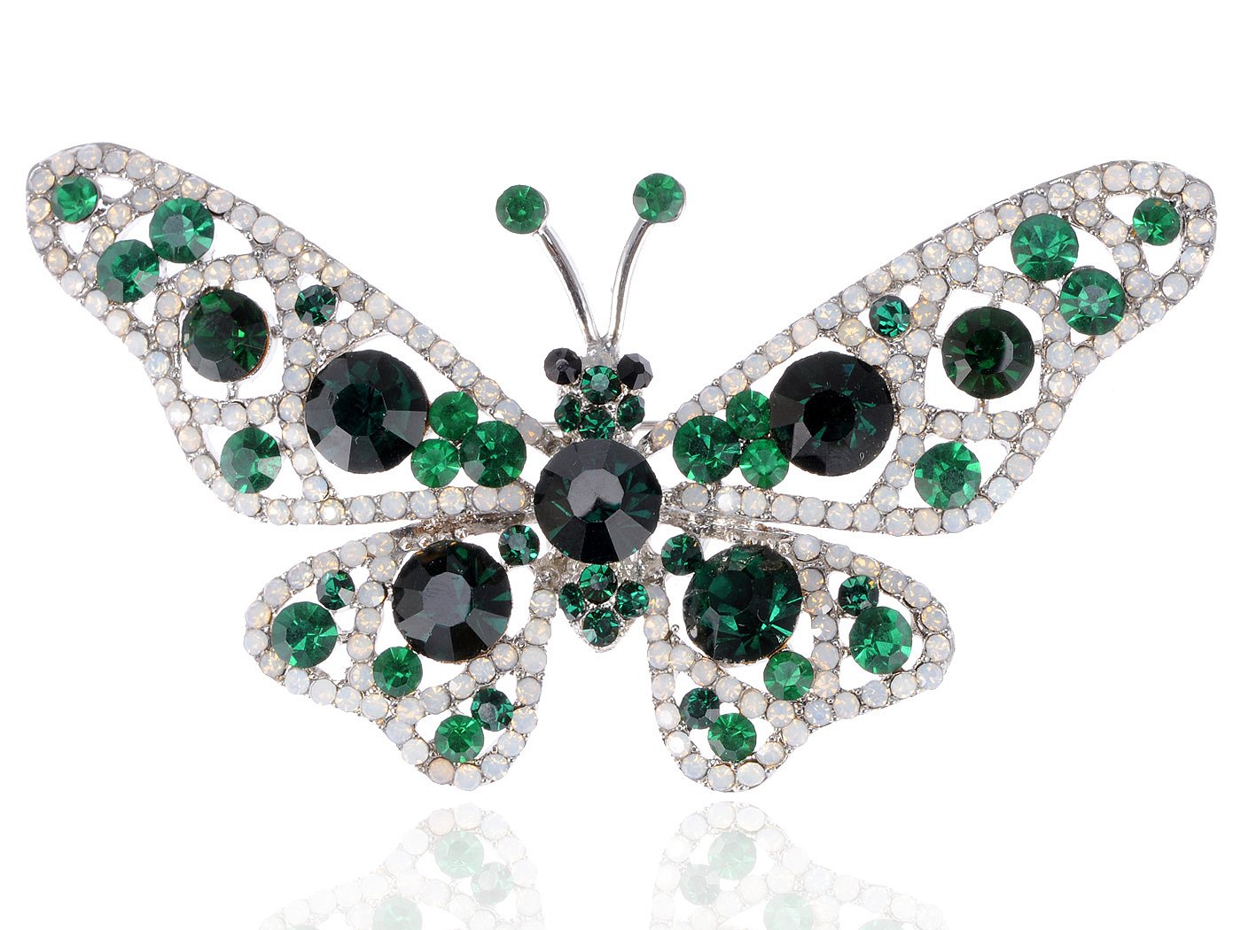Broche Papillon Cristal Et Strass Vert Sur Métal Doré - Modèle N°3404 - Neuf Avec étiquettes