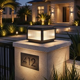 Outdoor Column Light 11.8 in, Hardwired E26 3-CCT Post Light | Fits driveway gates, patios, porches, and masonry tops