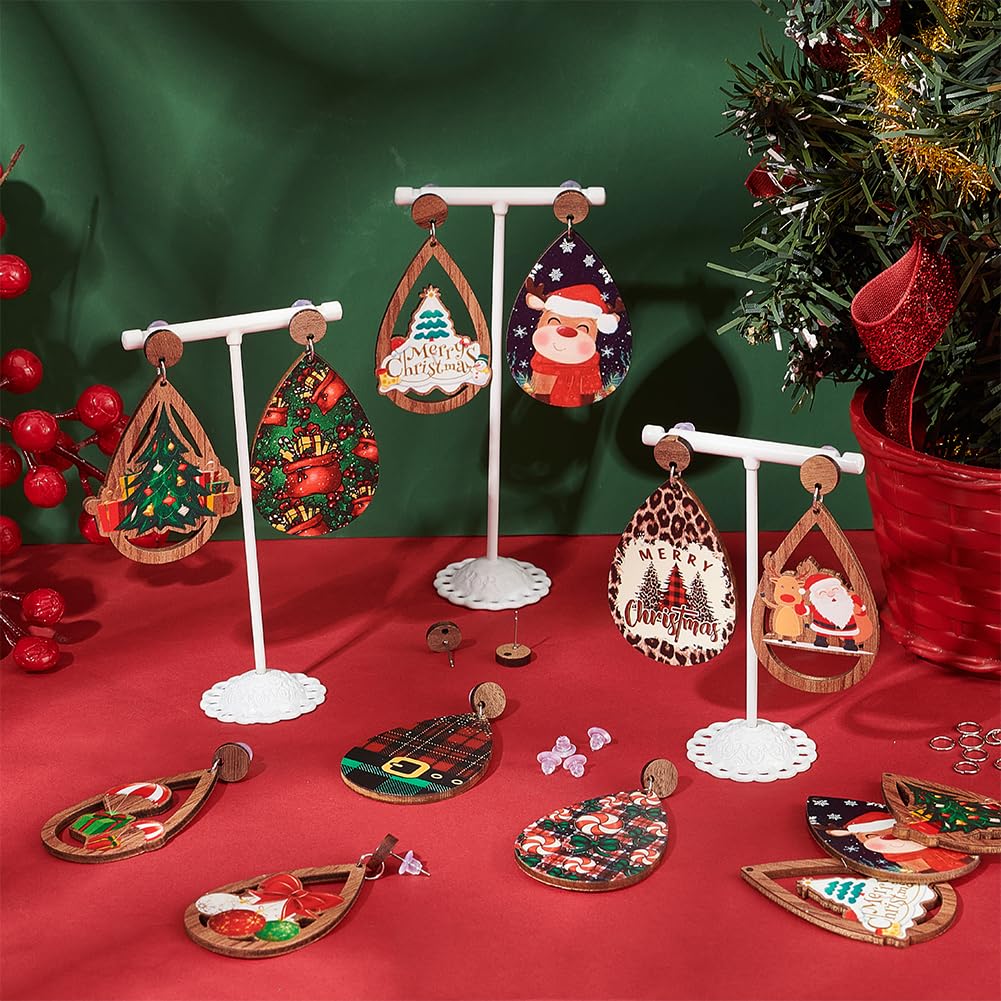 SUNNYCLUE Kit Orecchini in Legno di Natale 10 Paia - Kit per Realizzare Orecchini Fai da Te