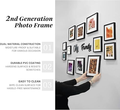 Miniatura 6 de Portarretratos de madera de roble de 11 x 14 pulgadas, para fotos de 8 x 10 o 2 fotos de 5 x 7 pulgadas con paspartú, marcos de fotos de 11 x 14